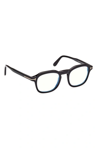 Shop Tom Ford 49mm Blue Light Blocking Glasses In Shiny Black