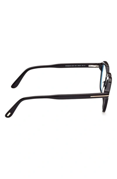 Shop Tom Ford 49mm Blue Light Blocking Glasses In Shiny Black