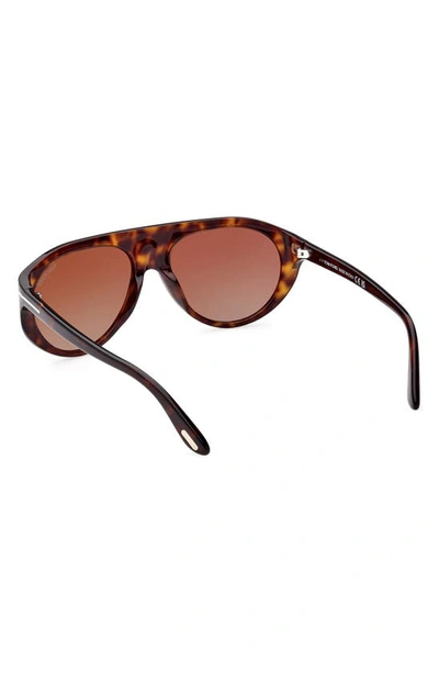 Shop Tom Ford Rex-02 57mm Aviator Sunglasses In Dark Havana / Gradient Brown