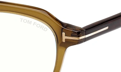 Shop Tom Ford 49mm Blue Light Blocking Glasses In Dark Green/ Other