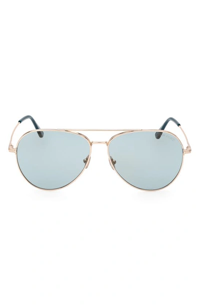 Shop Tom Ford Dashel-02 62mm Oversize Aviator Sunglasses In Shiny Rose Gold / Blue Mirror