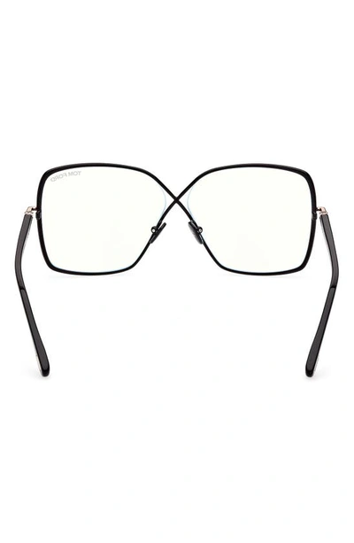 Shop Tom Ford 59mm Butterfly Blue Light Blocking Glasses In Shiny Black