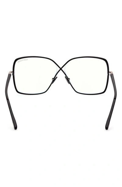 Tom Ford 59mm Butterfly Blue Light Blocking Glasses In Shiny Black
