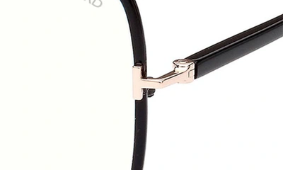 Tom Ford 59mm Butterfly Blue Light Blocking Glasses In Shiny Black