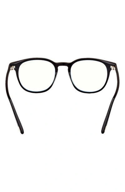 Shop Tom Ford 50mm Blue Light Blocking Glasses In Shiny Black