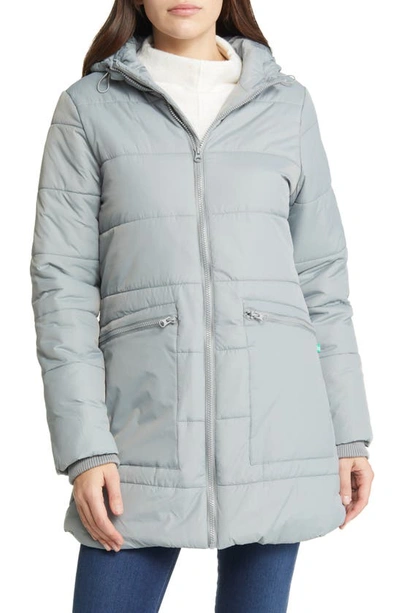 Modern Eternity 3-in-1 Hybrid Quilted Waterproof Maternity Puffer Coat In Graphite