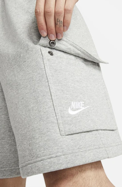 Shop Nike Nsw Club Cargo Shorts In Dark Grey Heather/ White