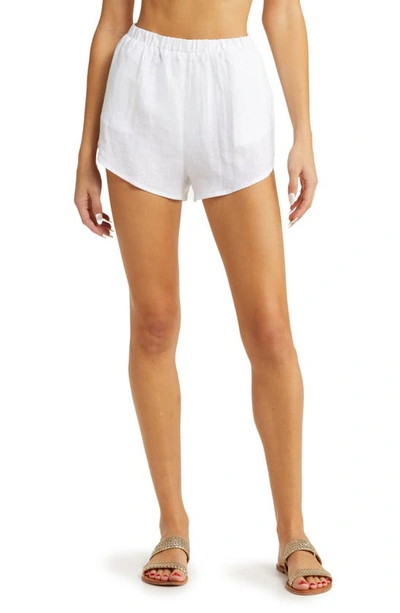 Shop Vitamin A Tallows Linen Cover-up Shorts In Ecolinen White