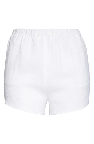 Vitamin A Tallows Stripe Linen Cover-up Shorts In Ecolinen White