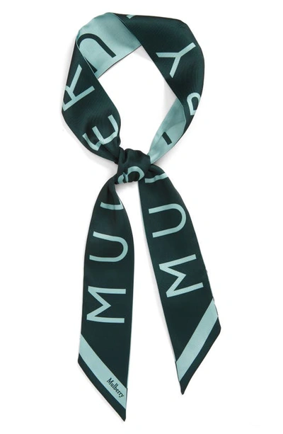 Shop Mulberry Logo Skinny Scarf In  Green/ Acrylic Green