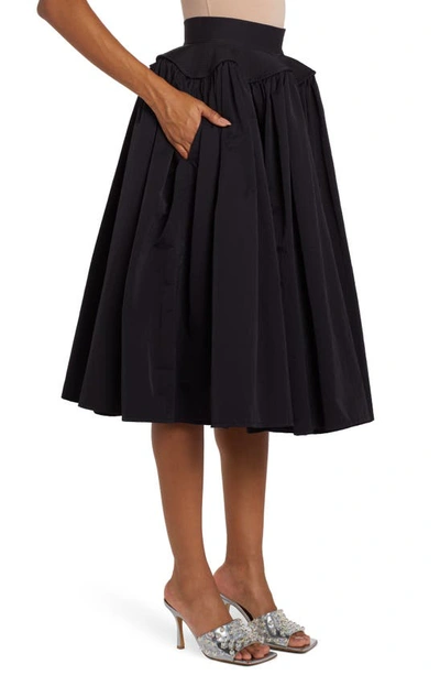 Shop Bottega Veneta Peplum Gathered Nylon Skirt In Black