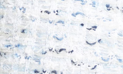 Shop Balmain Fringe Metallic Tweed Long Sleeve Minidress In Blanc/blue