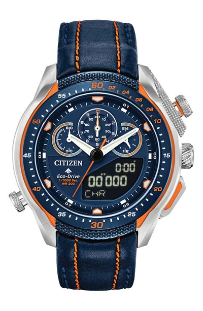 Shop Citizen Promaster Sst Eco-drive Wr200 Leather Strap Watch, 46mm In Two Tone