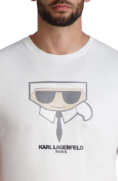 Shop Karl Lagerfeld Textured Logo Cotton T-shirt In White