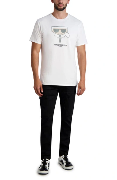 Shop Karl Lagerfeld Textured Logo Cotton T-shirt In White