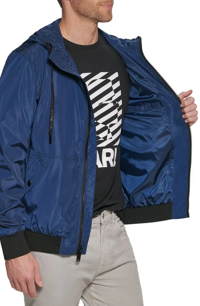 Shop Karl Lagerfeld Hooded Jacket In Navy