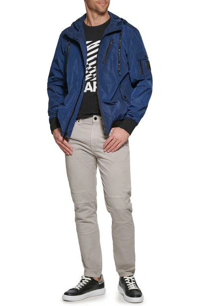 Shop Karl Lagerfeld Hooded Jacket In Navy