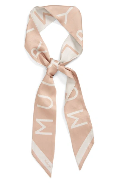 Shop Mulberry Logo Skinny Scarf In Chalk/ Maple