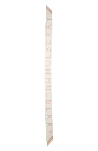 Shop Mulberry Logo Skinny Scarf In Chalk/ Maple