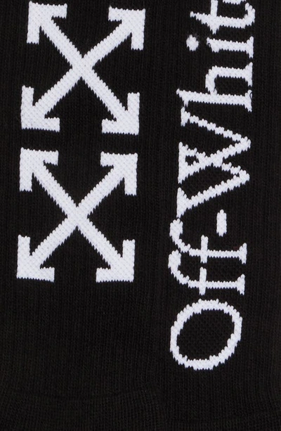 Shop Off-white Bookish Arrow Crew Socks In Black/ White