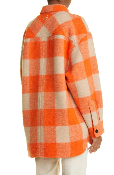 Shop Isabel Marant Étoile Harveli Buffalo Plaid Shirt Jacket In Orange