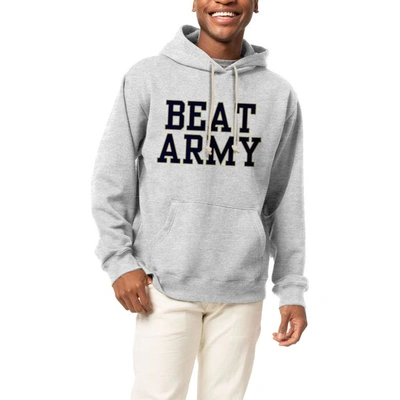 Shop League Collegiate Wear Heather Gray Navy Midshipmen Local Essential Fleece Pullover Hoodie