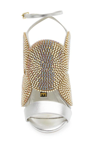 Shop Kat Maconie Frida Crystal Medallion Ankle Strap Sandal In Silver