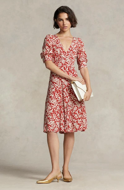 Shop Polo Ralph Lauren Floral A-line Dress In Spring Lily Floral