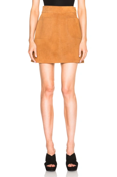 Shop Frame Suede High A-line Skirt In Tobacco