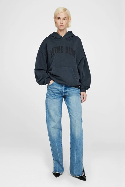 Anine Bing Harvey Logo-print Cotton Hoodie In Black