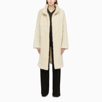 Shop Maison Margiela Ivory Knit Coat In White