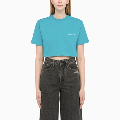 Shop Off-white ™ | Cropped Blue Cotton T-shirt