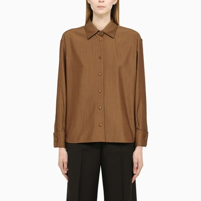 Shop Max Mara | Brown Wool And Silk Shirt