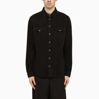 Shop Valentino Black Denim Shirt