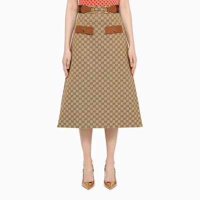 Shop Gucci Beige Cotton Skirt
