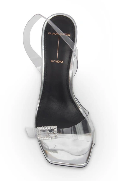 Shop Black Suede Studio Porsha Slingback Sandal In Silver Mirror Metallic Leather
