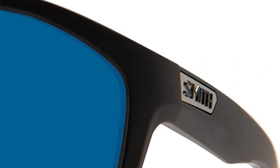 Shop Smith Boomtown 135mm Chromapop™ Polarized Shield Sunglasses In Matte Black / Blue Mirror
