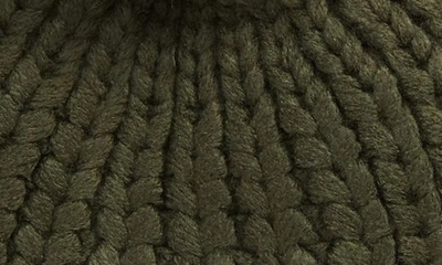 Barbour Saltburn Faux Fur Pom Beanie In Olive