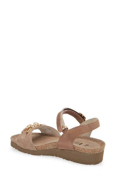 Shop Naot Aubrey Wedge Sandal In Almond Brown Suede/ Oily Bark
