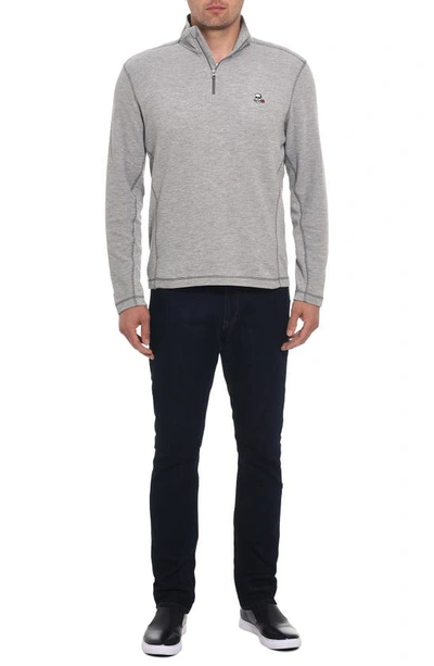 Robert Graham Polaris Embroidered Skull Quarter Zip Pullover In Heather Grey