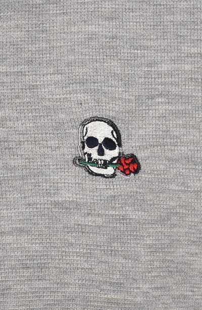 Shop Robert Graham Polaris Embroidered Skull Quarter Zip Pullover In Heather Grey