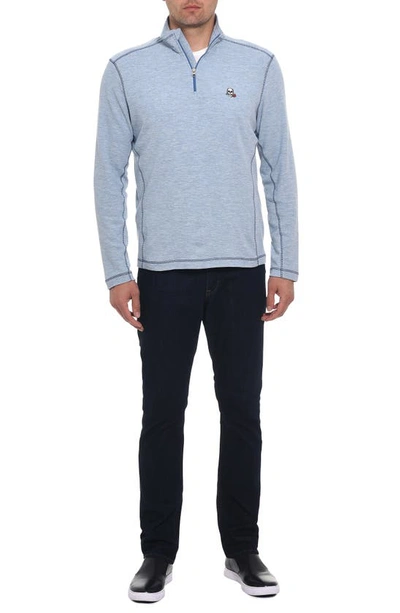 Robert Graham Polaris Embroidered Skull Quarter Zip Pullover In Sky