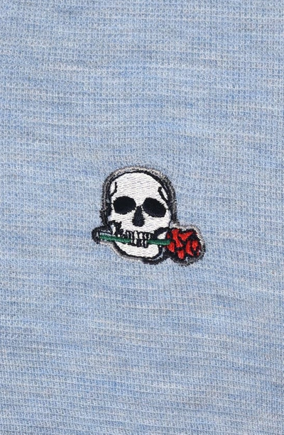 Shop Robert Graham Polaris Embroidered Skull Quarter Zip Pullover In Sky