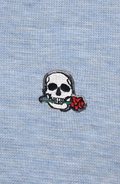 Robert Graham Polaris Embroidered Skull Quarter Zip Pullover In Sky