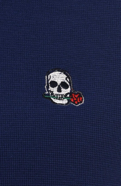 Shop Robert Graham Polaris Embroidered Skull Quarter Zip Pullover In Navy