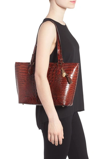 Brahmin Medium Asher Melbourne Embossed Leather Tote In Pecan