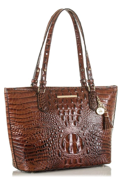 Brahmin Medium Asher Melbourne Embossed Leather Tote In Pecan
