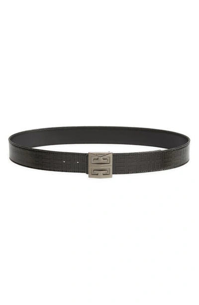 Shop Givenchy 4g Reversible Leather & Coated Canvas Belt In 001-black