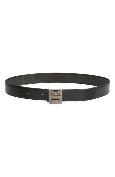 Shop Givenchy 4g Reversible Leather & Coated Canvas Belt In 001-black