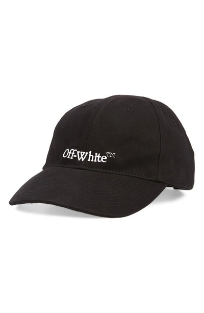 Shop Off-white Bookish Embroidered Logo Baseball Cap In Black/ White